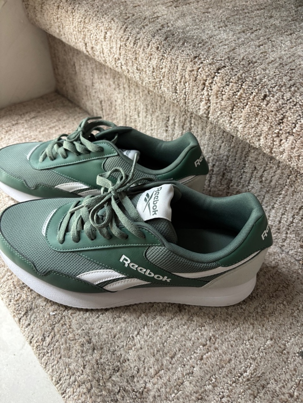 Reebok Green and White Retro Runner Sneakers